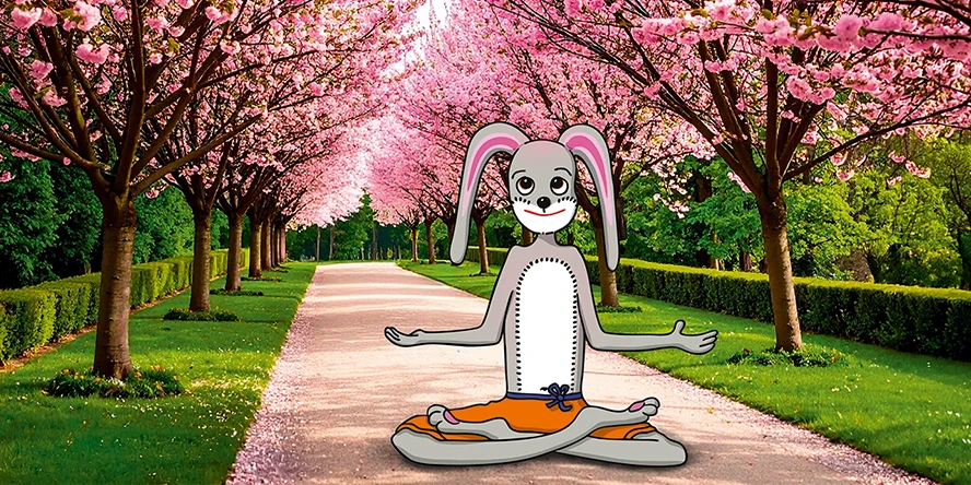 Gisbert in der Kirschblütenallee.